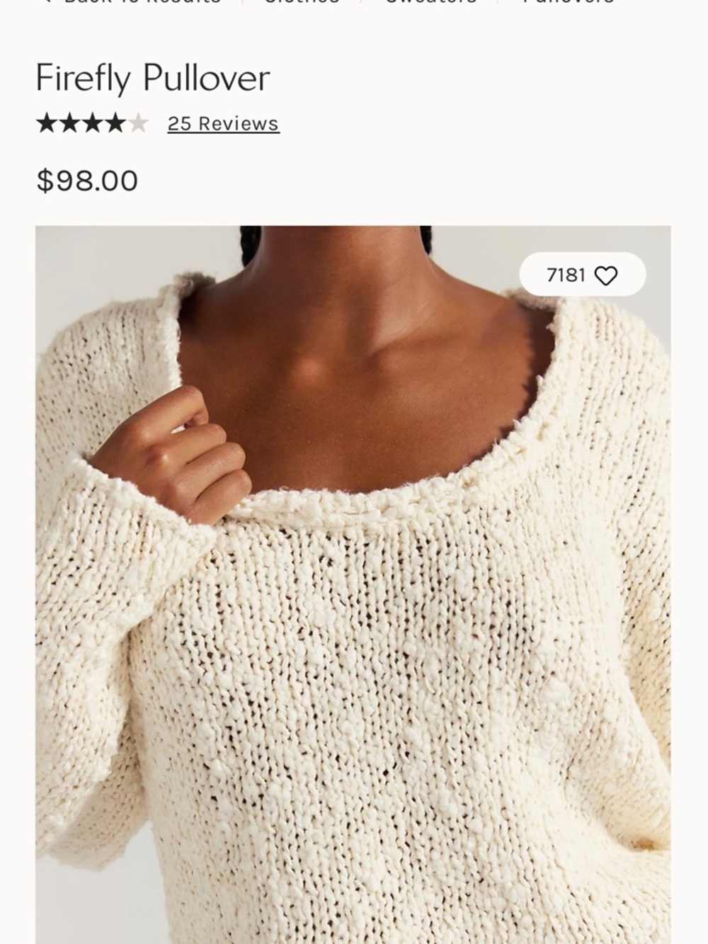 Free People Firefly Pullover Sweater - Cream